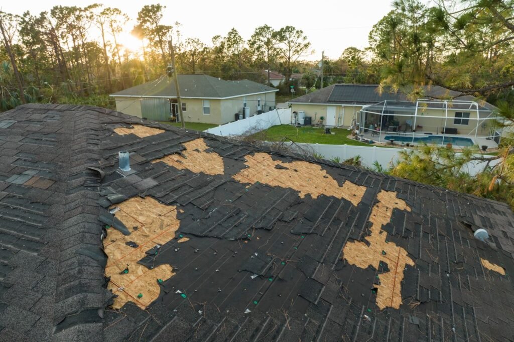 A roof displaying damage after Hurricane Idalia in Keaton Florida Many homes affected by Hurricane Idalia and Hurricane Ian are now showing damage from mold growth that require major repair.